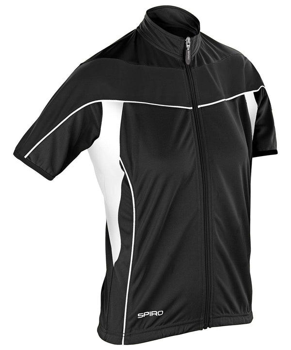 Black/White - Women's Spiro bikewear full-zip top Jackets Spiro Activewear & Performance, Hyperbrights and Neons, Sports & Leisure, UPF Protection Schoolwear Centres