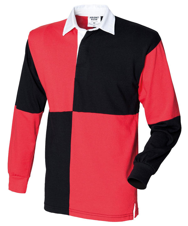 Black/Red (White collar) - Quartered rugby shirt Polos Front Row Polos & Casual, Raladeal - Recently Added Schoolwear Centres