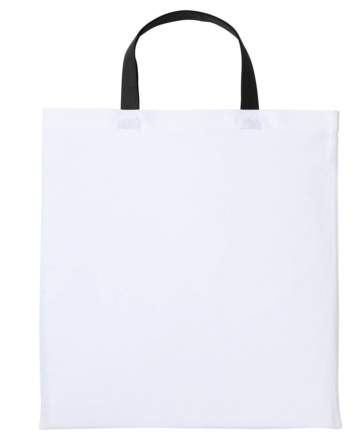 White/Black - Varsity cotton shopper short handle Bags Nutshell® Bags & Luggage, Crafting, Perfect for DTG print Schoolwear Centres