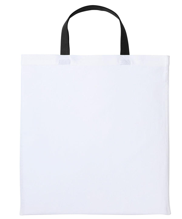 White/Black - Varsity cotton shopper short handle Bags Nutshell® Bags & Luggage, Crafting, Perfect for DTG print Schoolwear Centres