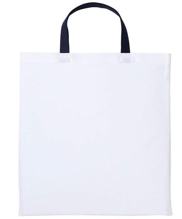 White/Oxford Navy - Varsity cotton shopper short handle Bags Nutshell® Bags & Luggage, Crafting, Perfect for DTG print Schoolwear Centres