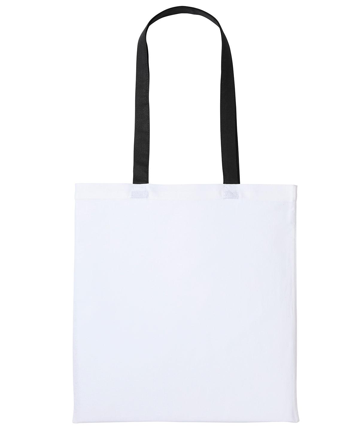 White/Black - Varsity cotton shopper long handle Bags Nutshell® Bags & Luggage, Crafting, Perfect for DTG print Schoolwear Centres