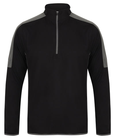 ¼ zip mid-layer with contrast panelling 