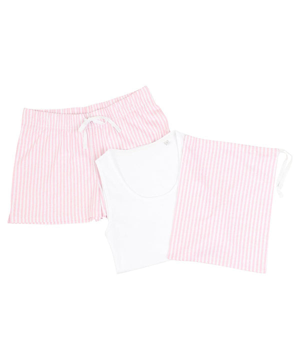 White/Pink/White Stripe - Women's short pyjama set (in a bag) Pyjamas Towel City Gifting & Accessories, Lounge & Underwear, Lounge Sets, Must Haves, New Sizes for 2022 Schoolwear Centres
