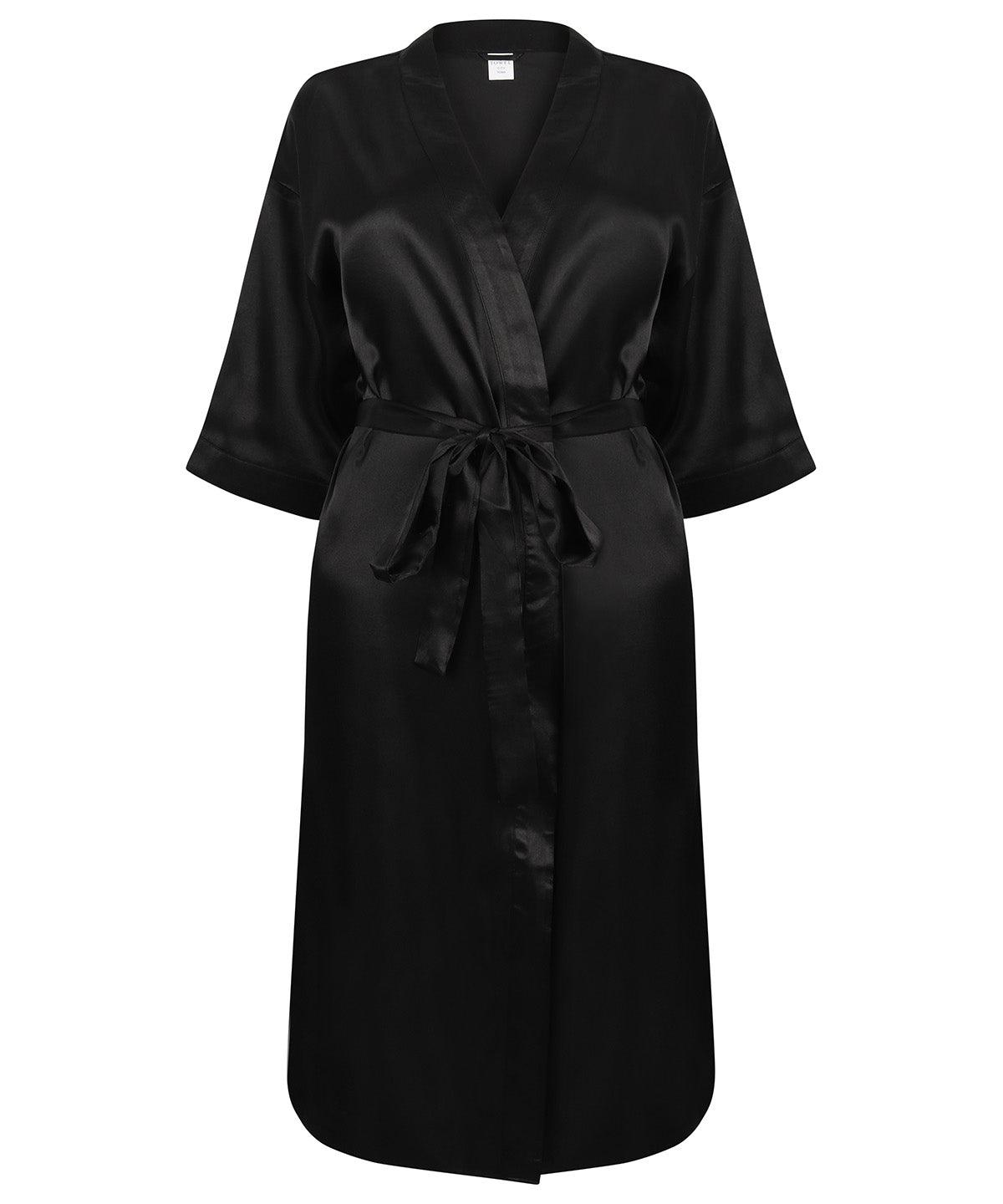 Black - Women's satin robe Robes Towel City Gifting, Gifting & Accessories, Homewares & Towelling, Lounge & Underwear, Rebrandable Schoolwear Centres