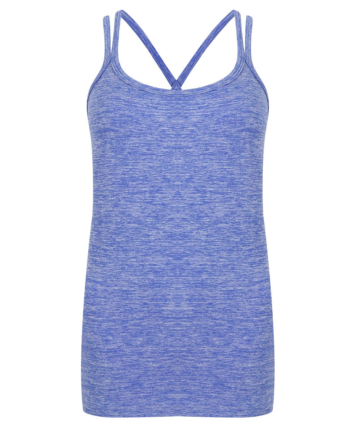 Blue Marl - Women's seamless strappy vest Vests Tombo Athleisurewear, Raladeal - Recently Added, Rebrandable, Sports & Leisure, T-Shirts & Vests Schoolwear Centres