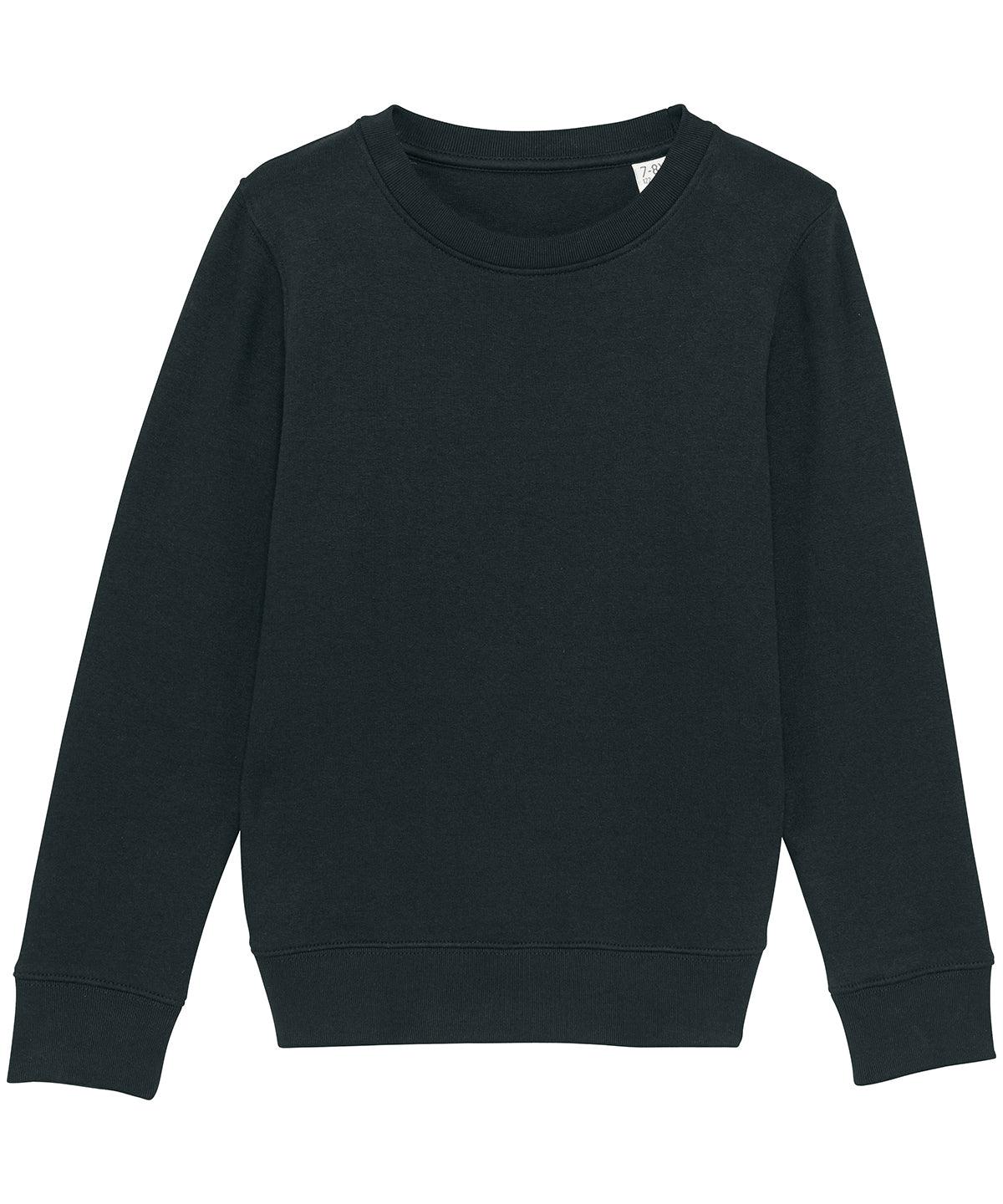 Black - Kids mini Changer iconic crew neck sweatshirt (STSK913) Sweatshirts Stanley/Stella Conscious cold weather styles, Exclusives, Junior, Must Haves, New Colours for 2021, New Colours For 2022, Organic & Conscious, Recycled, Stanley/ Stella, Sweatshirts Schoolwear Centres