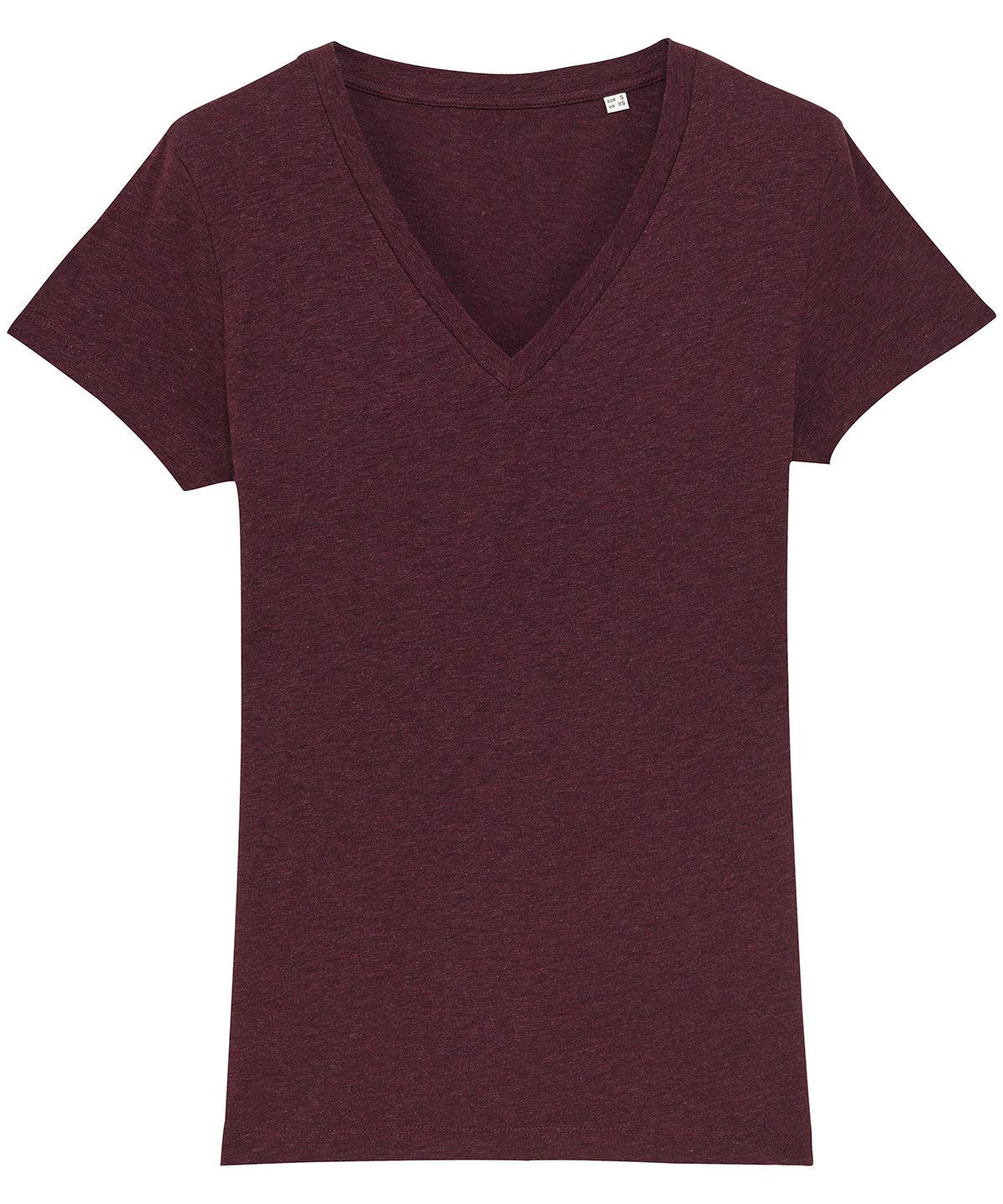 Heather Grape Red - Women's Stella Evoker v-neck t-shirt (STTW023) T-Shirts Stanley/Stella Exclusives, Must Haves, Organic & Conscious, Raladeal - Stanley Stella, T-Shirts & Vests, Women's Fashion Schoolwear Centres