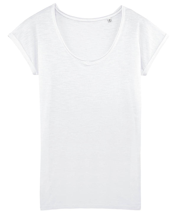 White* - Women's Stella Invents slub v-neck raw edge t-shirt (STTW145) T-Shirts Stanley/Stella Exclusives, Organic & Conscious, T-Shirts & Vests, Women's Fashion Schoolwear Centres