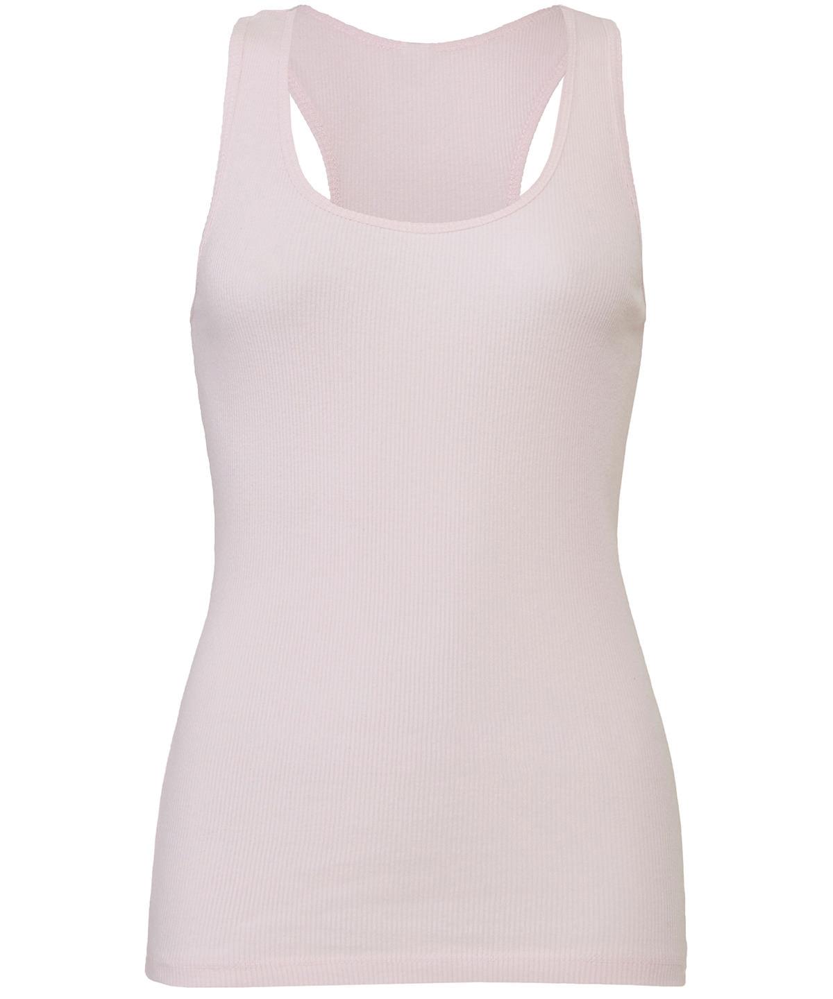 Soft Pink - 2x1 Rib racerback longer length tank top Vests Bella Canvas Longer Length, Rebrandable, T-Shirts & Vests, Women's Fashion Schoolwear Centres