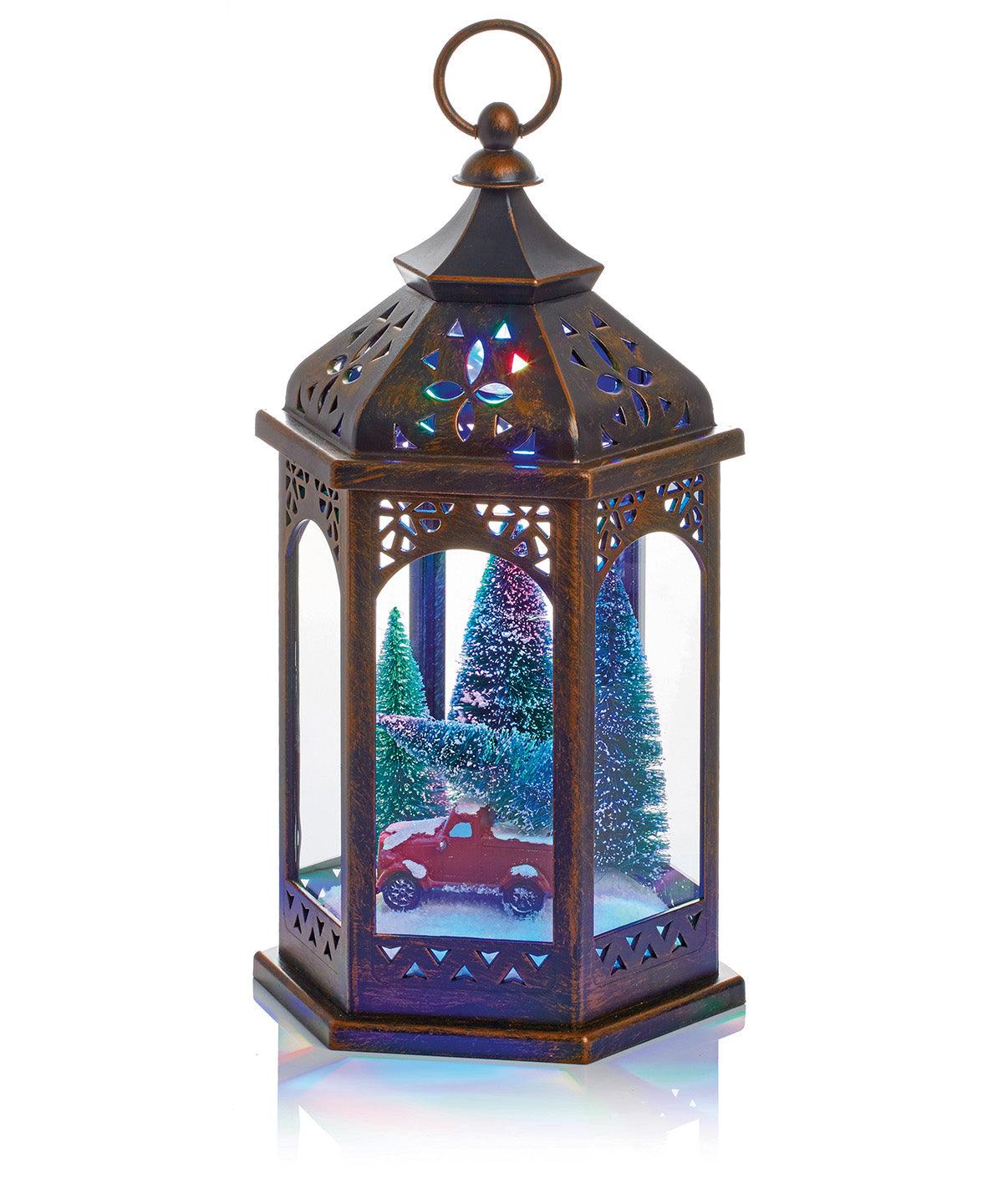 Brown - Hexagonal lantern Christmas Decorations The Christmas Shop Christmas Schoolwear Centres