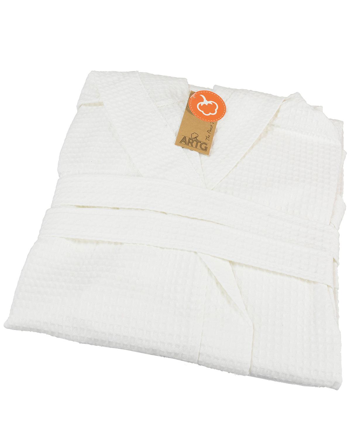 White - ARTG® waffle bathrobe with hood Robes A&R Towels Directory, Homewares & Towelling Schoolwear Centres