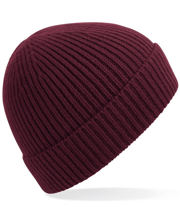 Burgundy - Engineered knit ribbed beanie Hats Beechfield Directory, Headwear, Knitwear, Must Haves, Rebrandable, Trending, Winter Essentials Schoolwear Centres