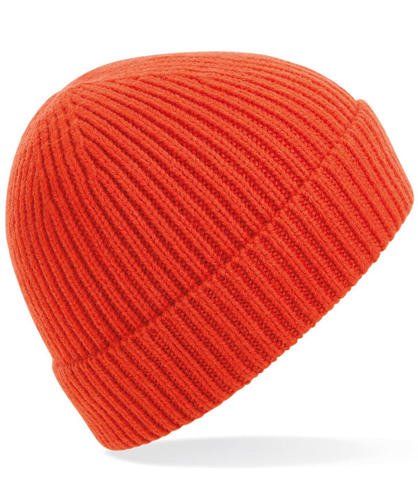 Fire Red - Engineered knit ribbed beanie Hats Beechfield Directory, Headwear, Knitwear, Must Haves, Rebrandable, Trending, Winter Essentials Schoolwear Centres