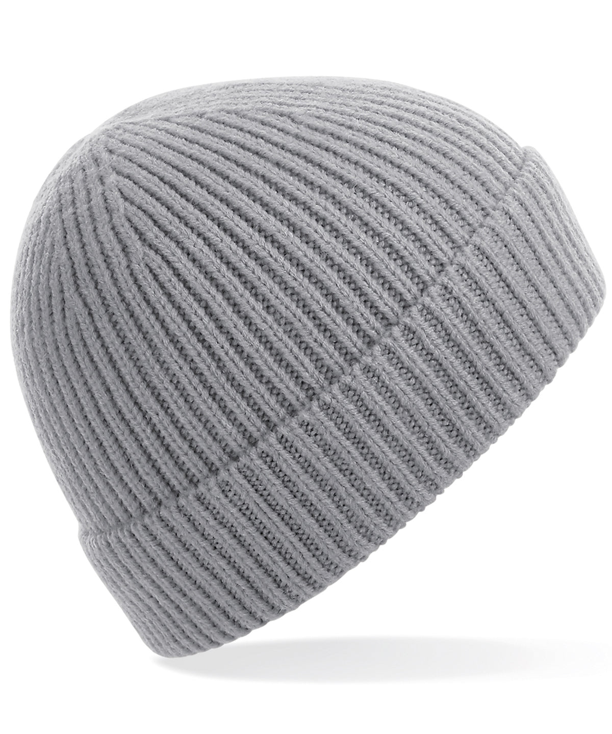 Engineered knit ribbed beanie