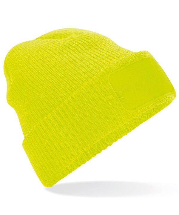 Fluorescent Yellow - Thinsulate™ patch beanie Hats Beechfield Headwear, Knitwear, New Colours for 2023, Winter Essentials Schoolwear Centres