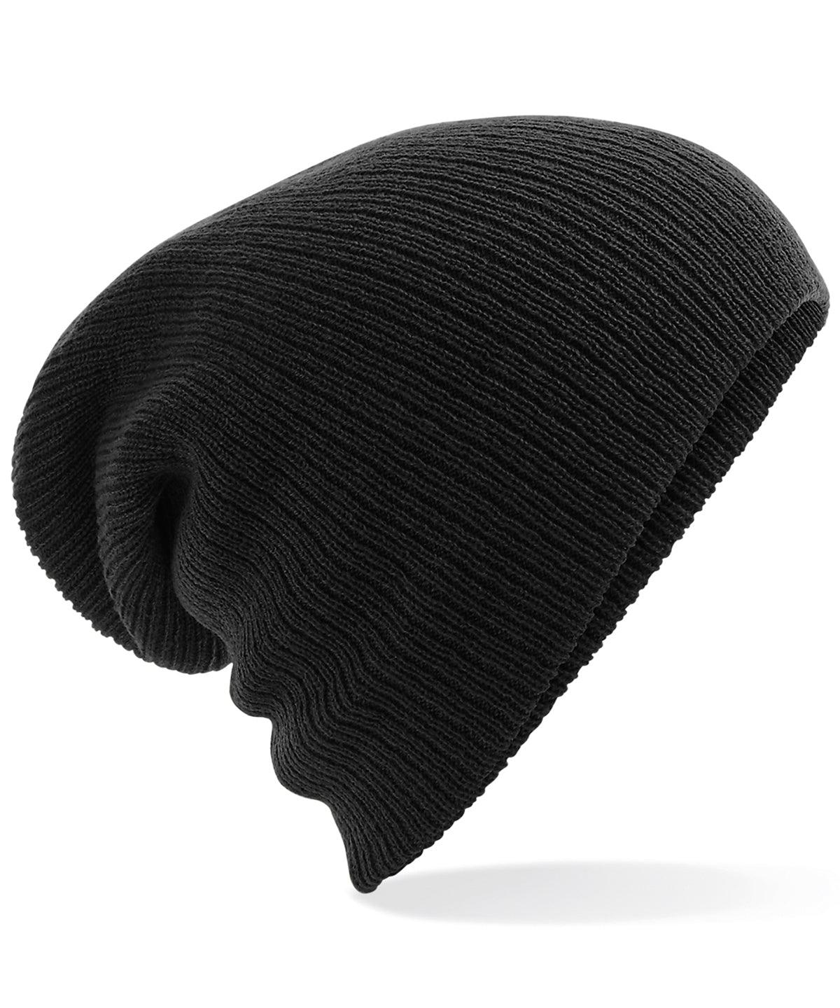 Black - Heavy gauge slouch beanie Hats Beechfield Directory, Headwear, Rebrandable, Winter Essentials Schoolwear Centres