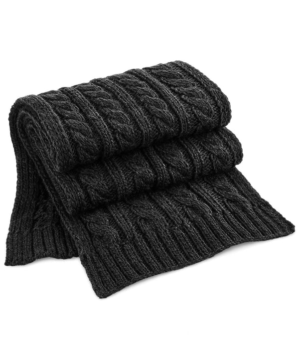 Black - Cable knit melange scarf Scarves Beechfield Directory, Gifting & Accessories, Knitwear, Rebrandable, Winter Essentials Schoolwear Centres
