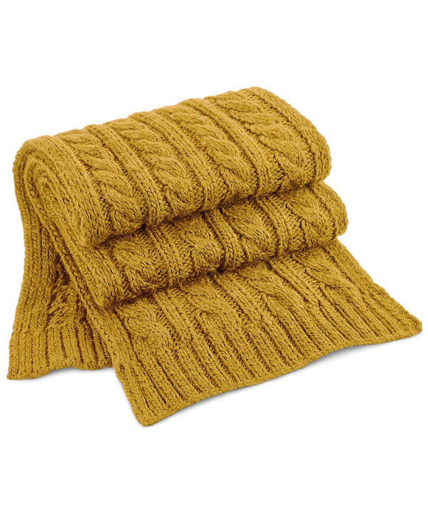 Mustard - Cable knit melange scarf Scarves Beechfield Directory, Gifting & Accessories, Knitwear, Rebrandable, Winter Essentials Schoolwear Centres