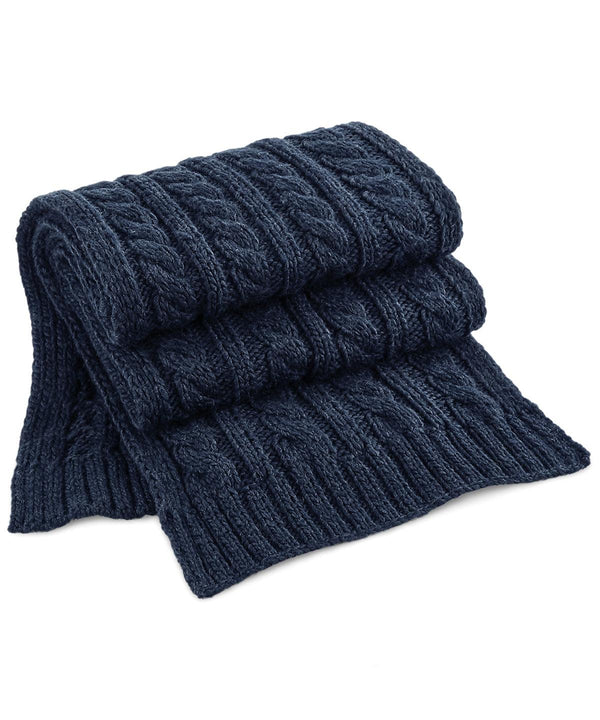 Navy - Cable knit melange scarf Scarves Beechfield Directory, Gifting & Accessories, Knitwear, Rebrandable, Winter Essentials Schoolwear Centres