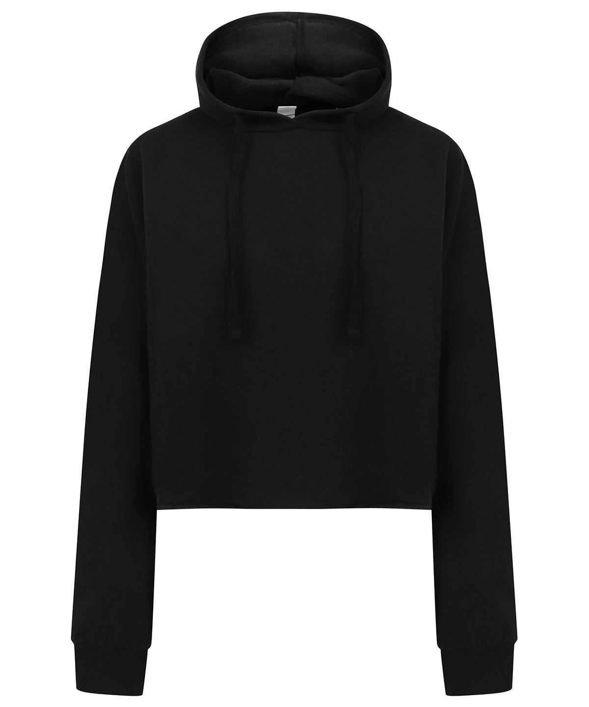 Black - Women's cropped slounge hoodie Hoodies SF Cropped, Directory, Hoodies, Rebrandable, Women's Fashion Schoolwear Centres