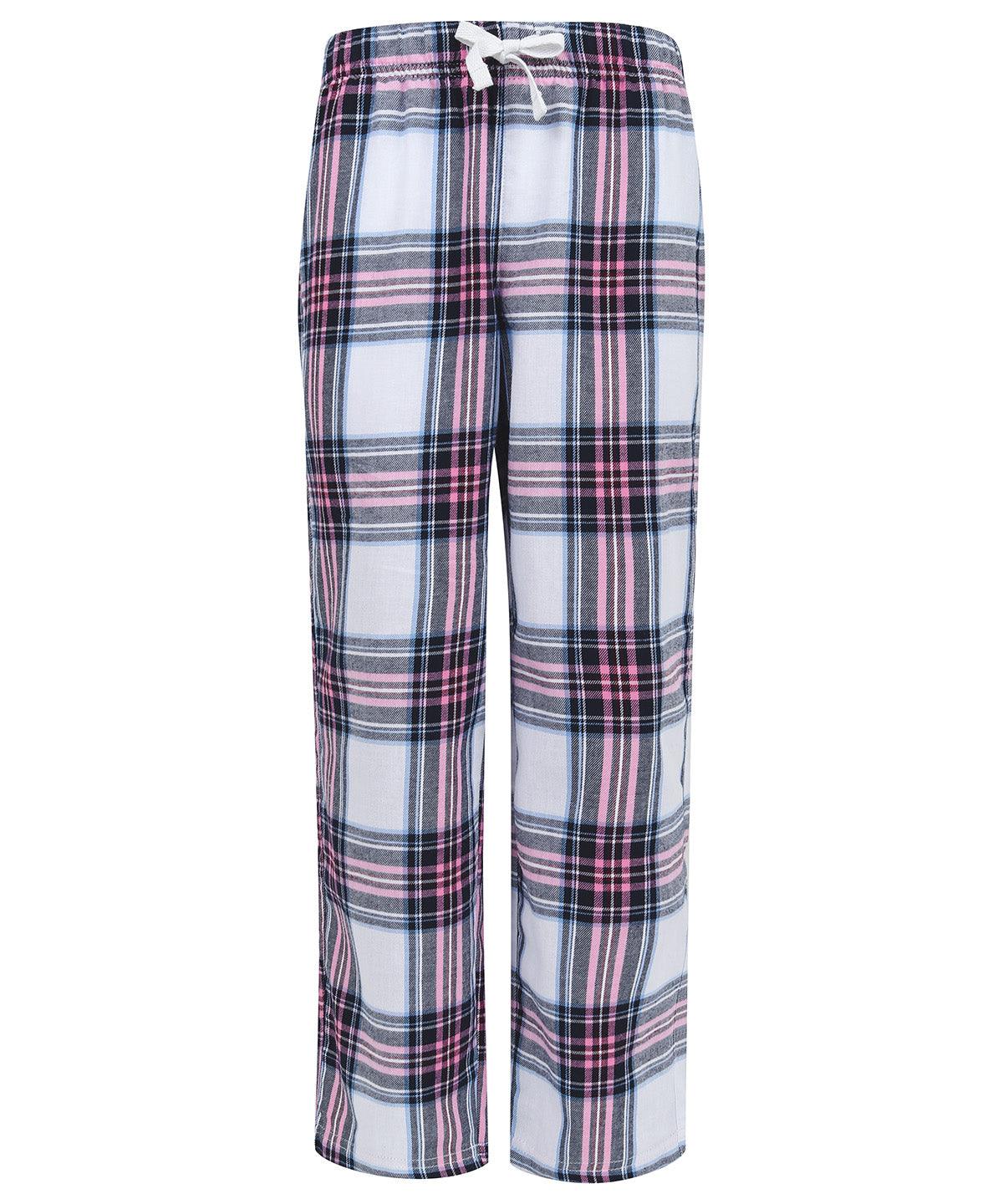 White/Pink Check - Kids tartan lounge pants Loungewear Bottoms SF Minni Directory, Gifting, Junior, Lounge & Underwear, Lounge Sets, Must Haves, Rebrandable Schoolwear Centres