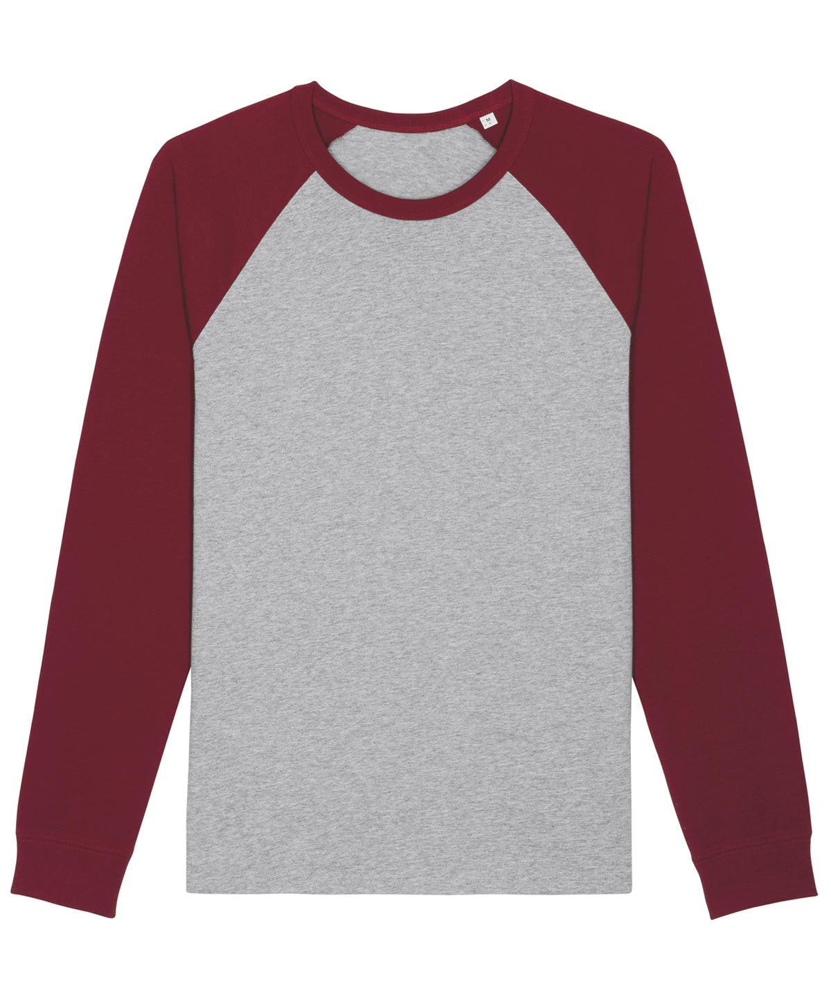 Heather Grey/Burgundy - Catcher unisex long sleeve t-shirt (STTU826) T-Shirts Stanley/Stella Directory, Exclusives, Organic & Conscious, Rebrandable, Stanley/ Stella, T-Shirts & Vests Schoolwear Centres