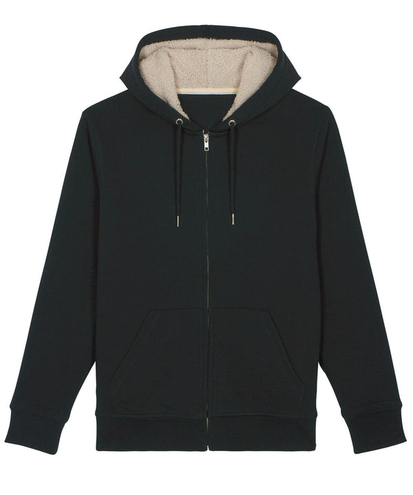 Black - Warmer unisex Sherpa lined zip-thru hoodie (STSU715) Hoodies Stanley/Stella Directory, Exclusives, Hoodies, Organic & Conscious, Raladeal - Recently Added, Rebrandable, Recycled, Sherpas, Stanley/ Stella Schoolwear Centres