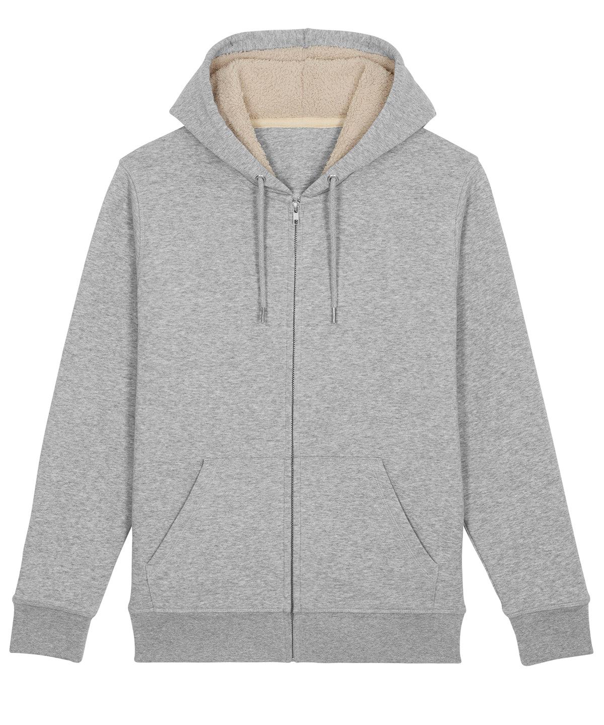 Heather Grey - Warmer unisex Sherpa lined zip-thru hoodie (STSU715) Hoodies Stanley/Stella Directory, Exclusives, Hoodies, Organic & Conscious, Raladeal - Recently Added, Rebrandable, Recycled, Sherpas, Stanley/ Stella Schoolwear Centres