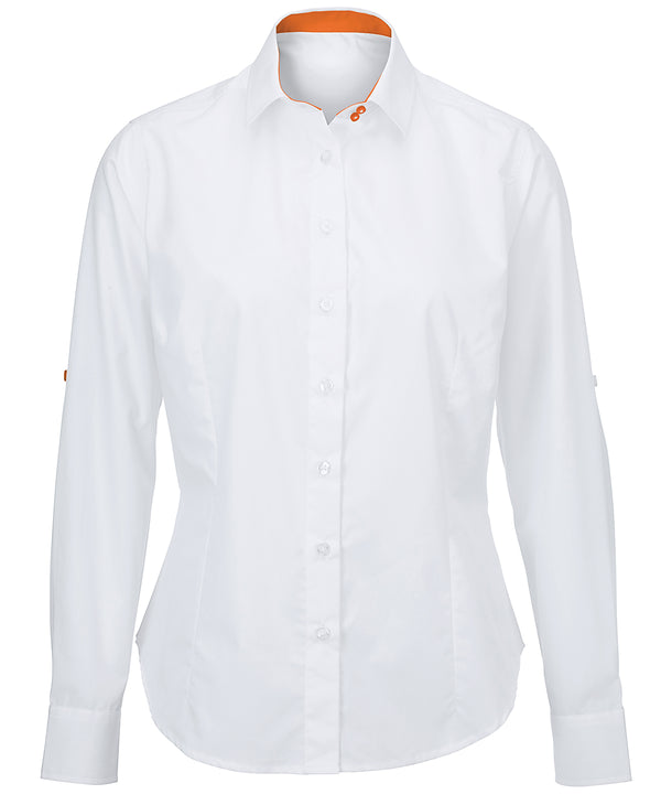 Women's white roll-up sleeve shirt (NF521W)