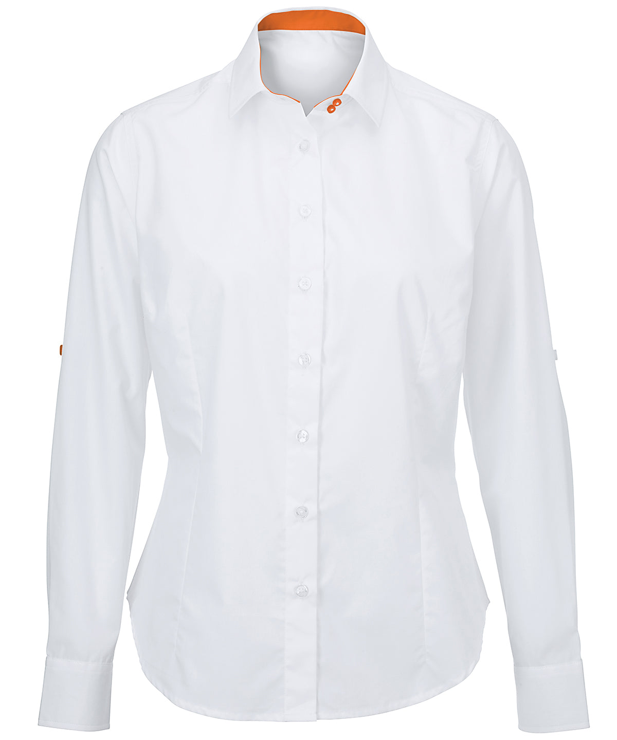 Women's white roll-up sleeve shirt (NF521W)