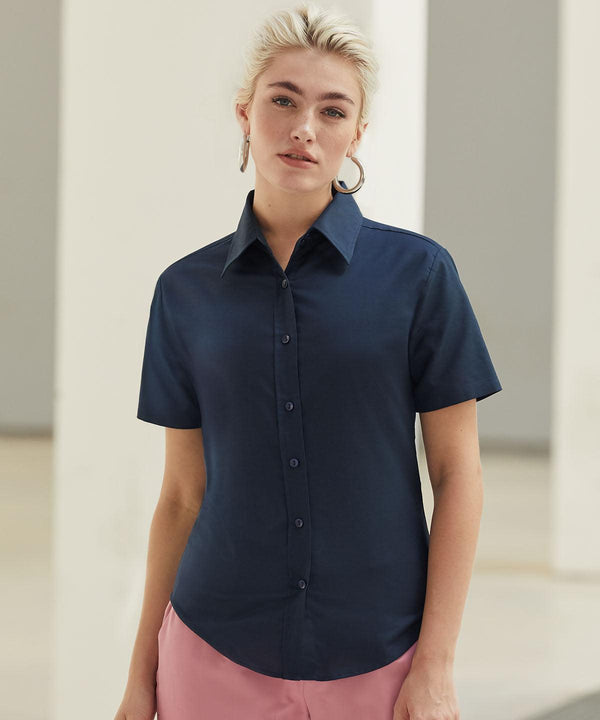 Navy - Women's Oxford short sleeve shirt Shirts Fruit of the Loom Plus Sizes, Shirts & Blouses, Women's Fashion, Workwear Schoolwear Centres