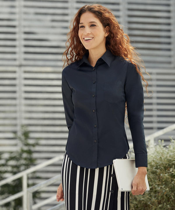 Navy - Ladyfit poplin long sleeve shirt Shirts Fruit of the Loom Plus Sizes, Shirts & Blouses, Women's Fashion, Workwear Schoolwear Centres