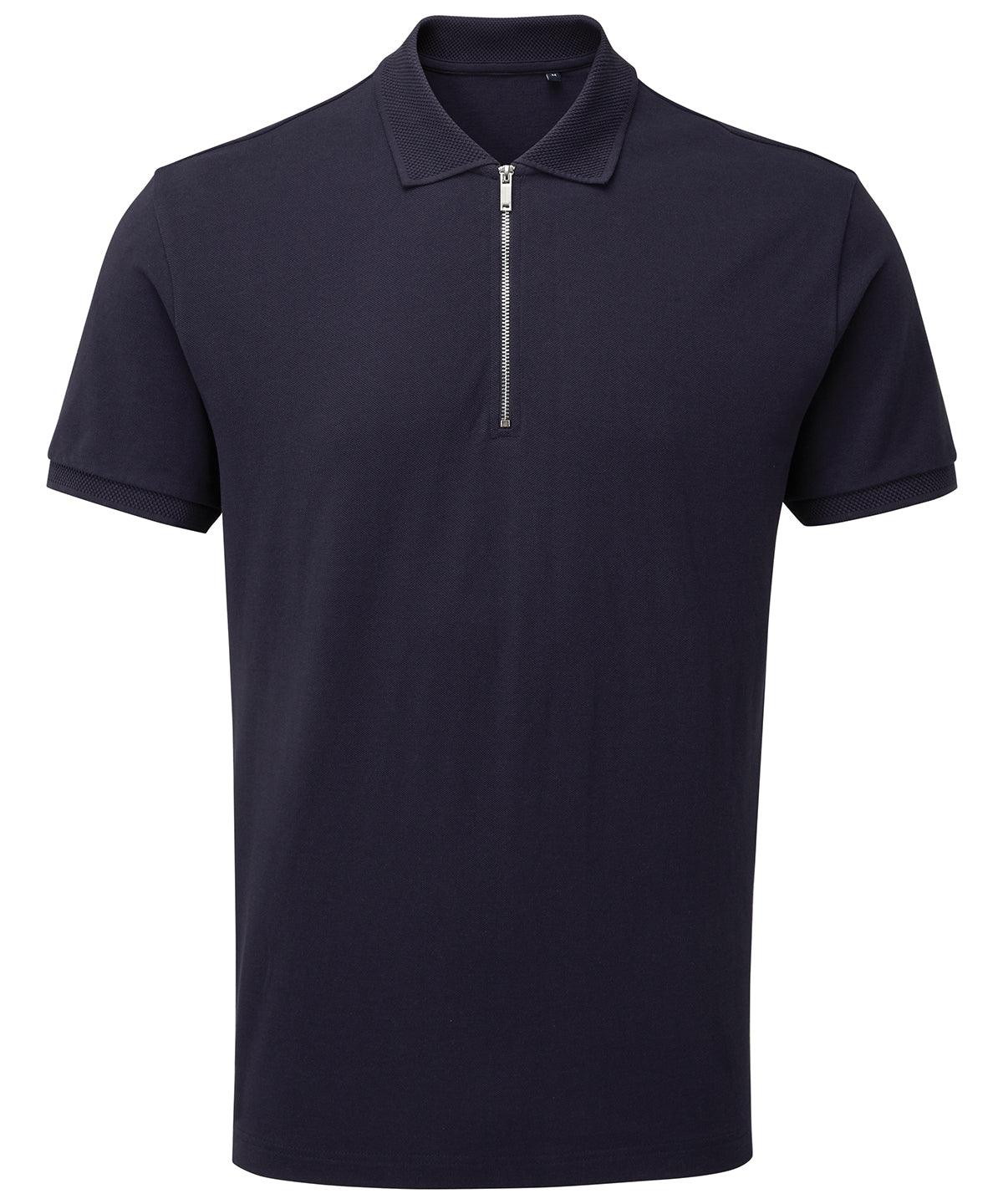 Navy - Men's zip polo Polos Asquith & Fox Plus Sizes, Polos & Casual, Rebrandable Schoolwear Centres