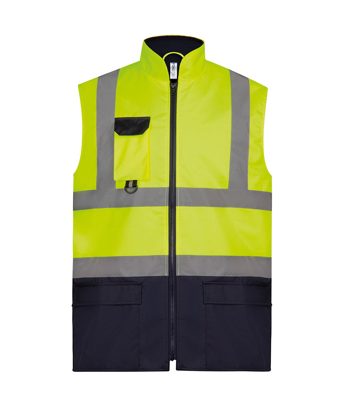 Yellow/Navy - Hi-vis padded bodywarmer (HV005) Body Warmers Yoko Gilets and Bodywarmers, Jackets & Coats, Plus Sizes, Safetywear, Workwear Schoolwear Centres