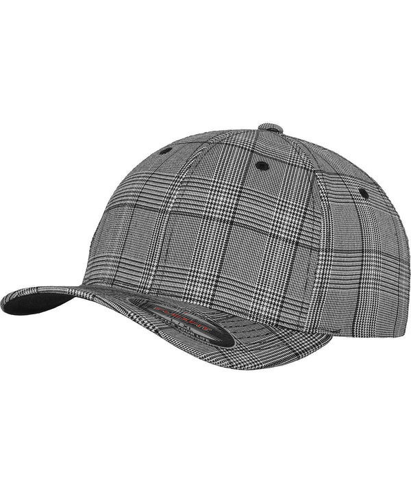 Black/White - Flexfit glen check (6196) Caps Flexfit by Yupoong Headwear, Rebrandable Schoolwear Centres