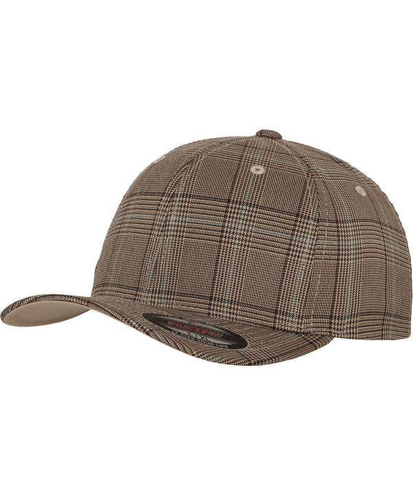 Brown/Khaki - Flexfit glen check (6196) Caps Flexfit by Yupoong Headwear, Rebrandable Schoolwear Centres