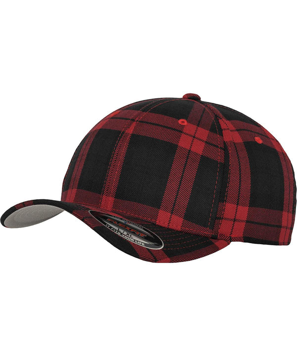 Black/Red - Flexfit tartan plaid (6197) Caps Flexfit by Yupoong Headwear, Rebrandable Schoolwear Centres