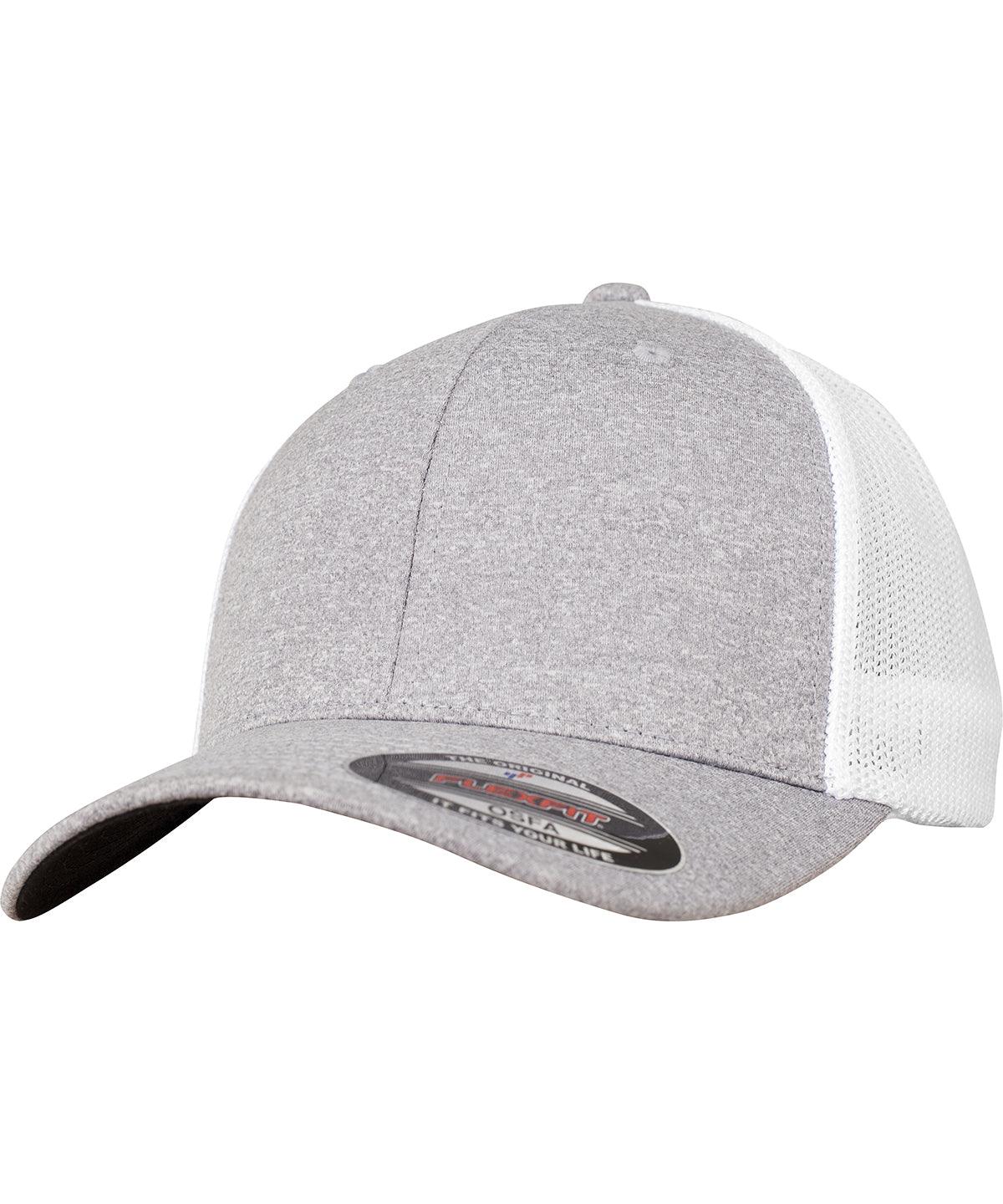 Heather/White - Flexfit melange mesh (6311) Caps Flexfit by Yupoong Headwear, Rebrandable Schoolwear Centres