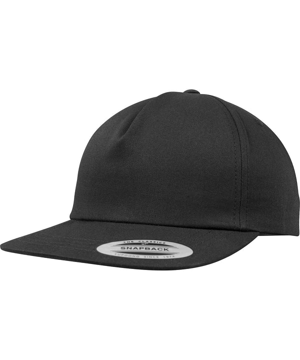 Black - Unstructured 5-panel snapback (6502) Caps Flexfit by Yupoong Headwear, Rebrandable Schoolwear Centres