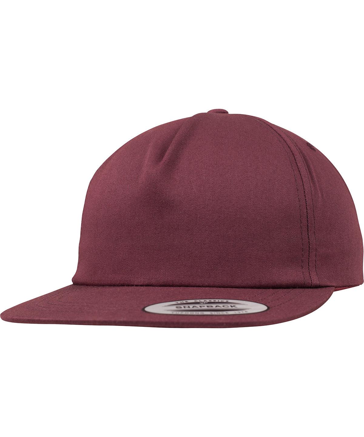 Maroon - Unstructured 5-panel snapback (6502) Caps Flexfit by Yupoong Headwear, Rebrandable Schoolwear Centres