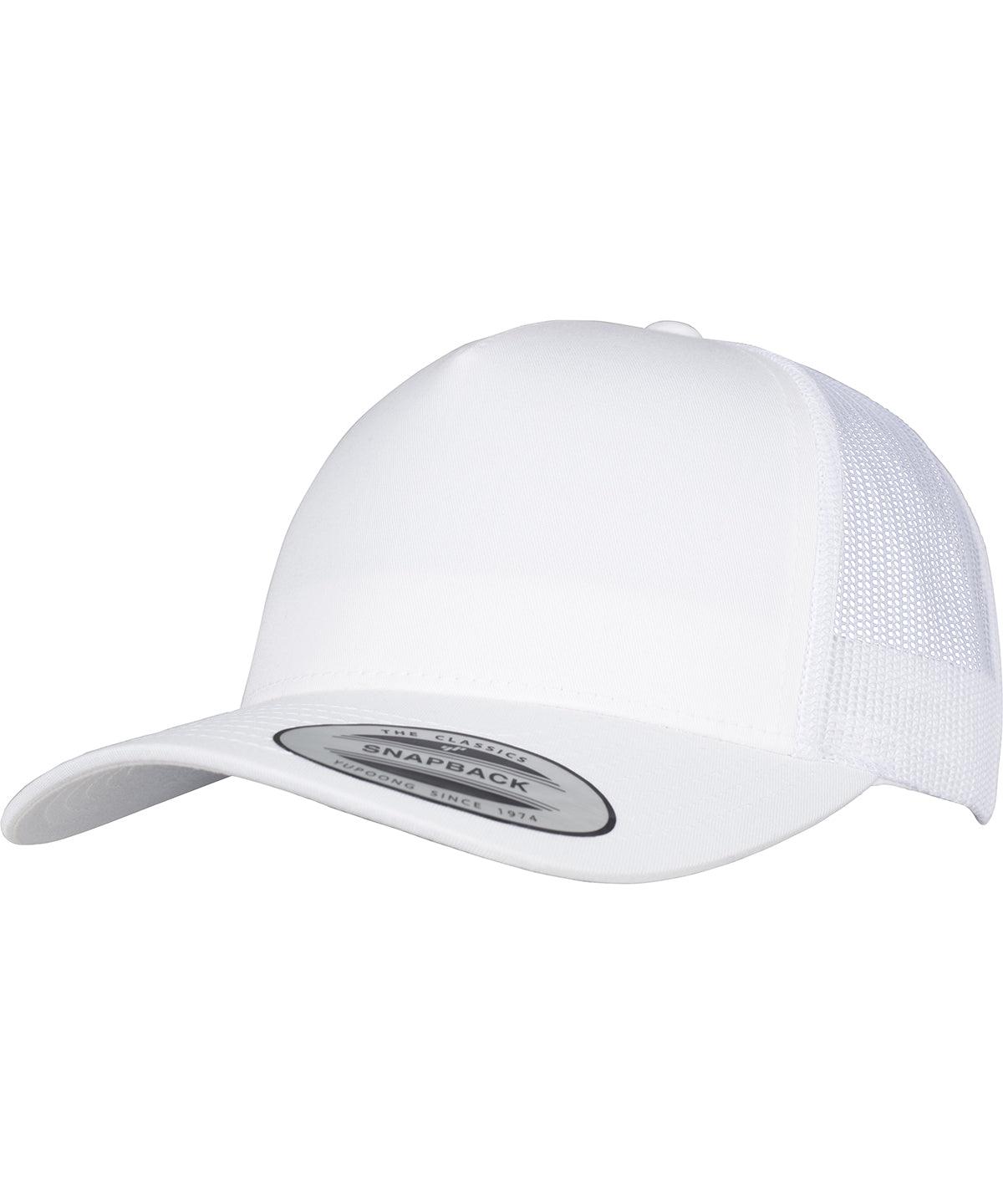 White - 5-Panel retro trucker cap (6506) Caps Flexfit by Yupoong Headwear, Rebrandable Schoolwear Centres