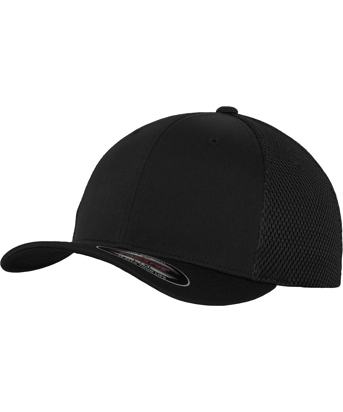 Black - Flexfit tactel mesh (6533) Caps Flexfit by Yupoong Headwear, Rebrandable Schoolwear Centres