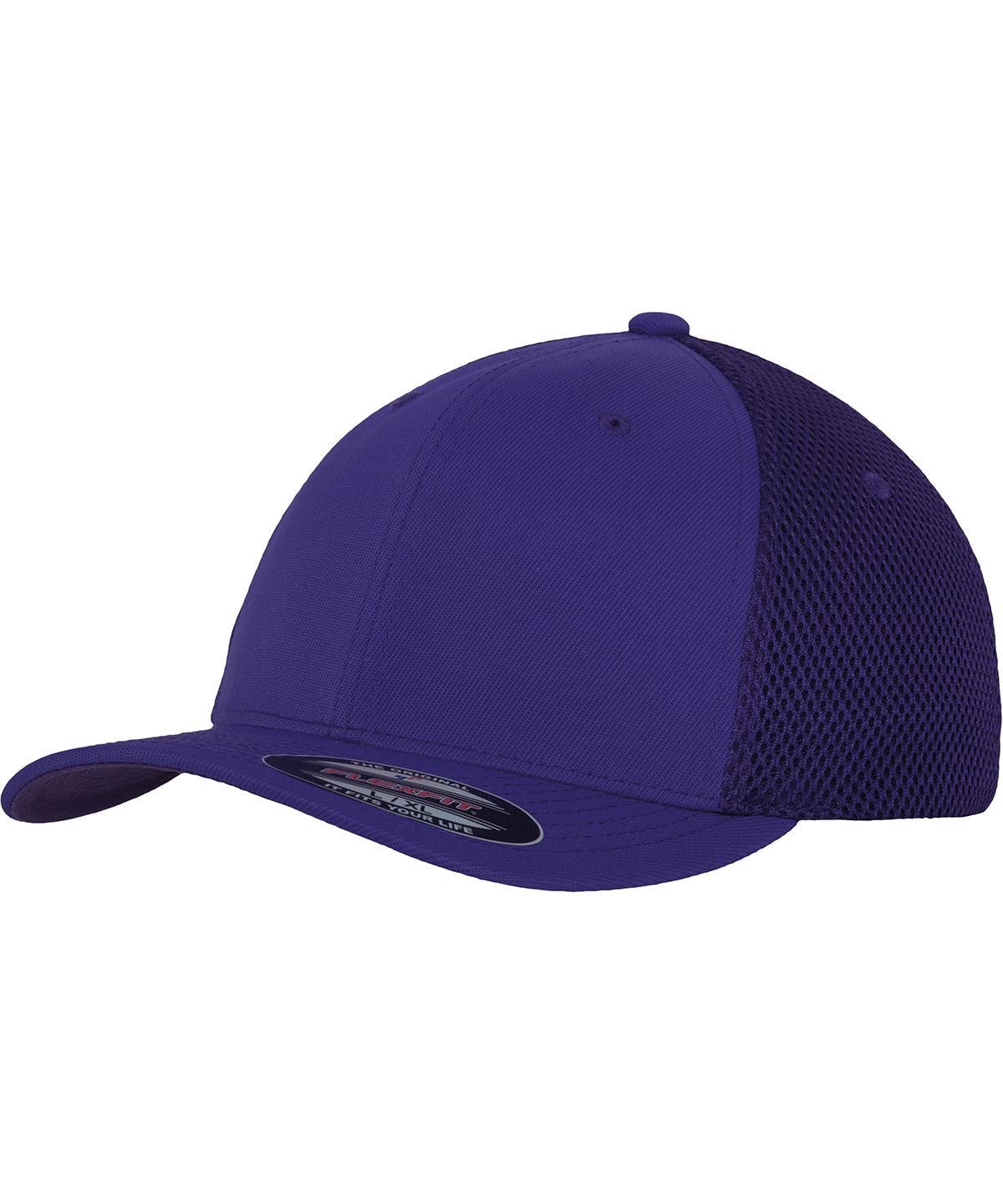 Purple - Flexfit tactel mesh (6533) Caps Flexfit by Yupoong Headwear, Rebrandable Schoolwear Centres