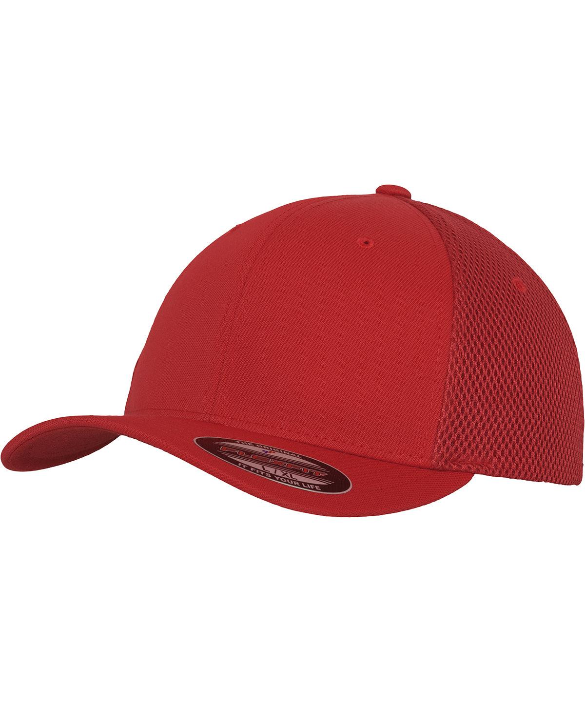 Red - Flexfit tactel mesh (6533) Caps Flexfit by Yupoong Headwear, Rebrandable Schoolwear Centres