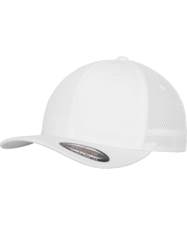 White - Flexfit tactel mesh (6533) Caps Flexfit by Yupoong Headwear, Rebrandable Schoolwear Centres