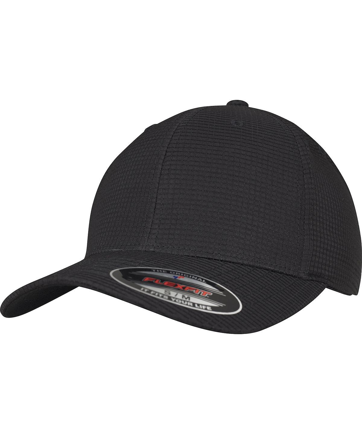 Black - Flexfit hydro-grid stretch cap (6587) Caps Flexfit by Yupoong Headwear, Rebrandable Schoolwear Centres