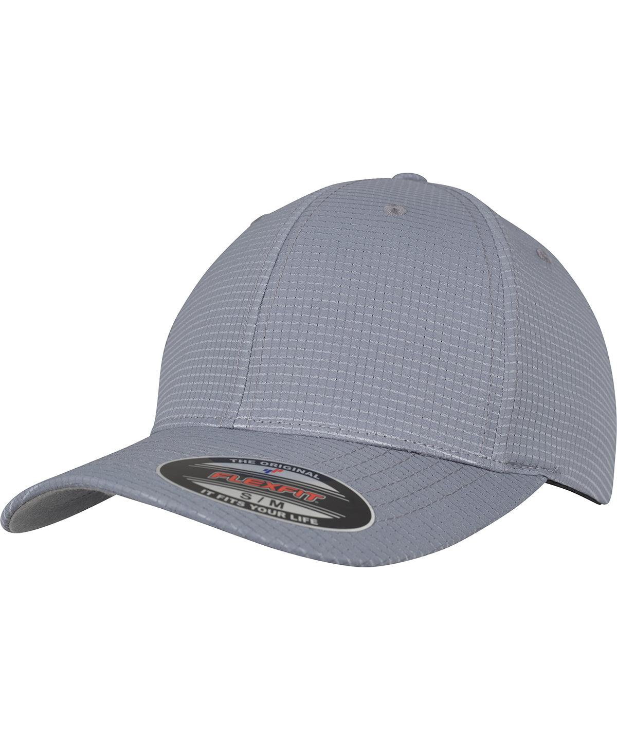 Grey - Flexfit hydro-grid stretch cap (6587) Caps Flexfit by Yupoong Headwear, Rebrandable Schoolwear Centres