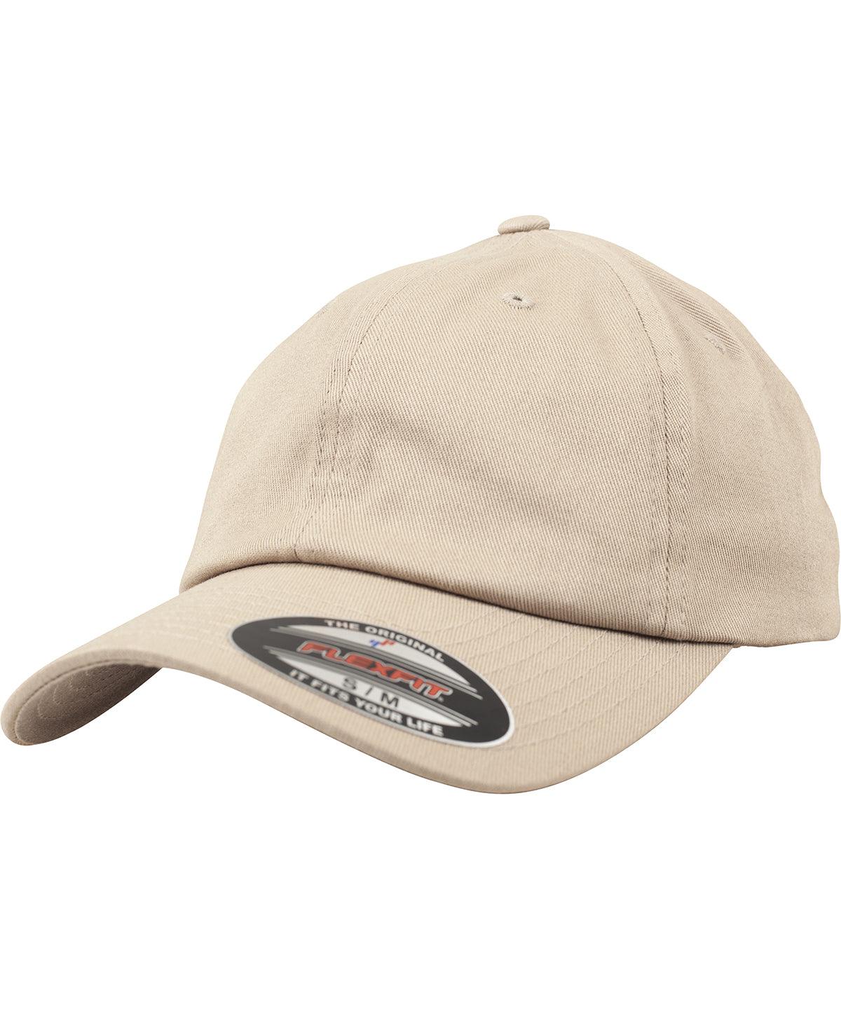 Khaki - Flexfit cotton twill dad cap (6745) Caps Flexfit by Yupoong Headwear, Rebrandable Schoolwear Centres