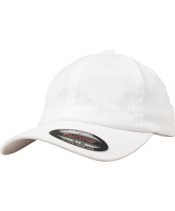 White - Flexfit cotton twill dad cap (6745) Caps Flexfit by Yupoong Headwear, Rebrandable Schoolwear Centres